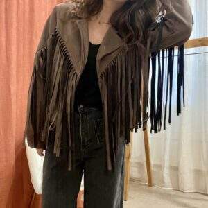 Veste à franges ARIZONA – chocolat