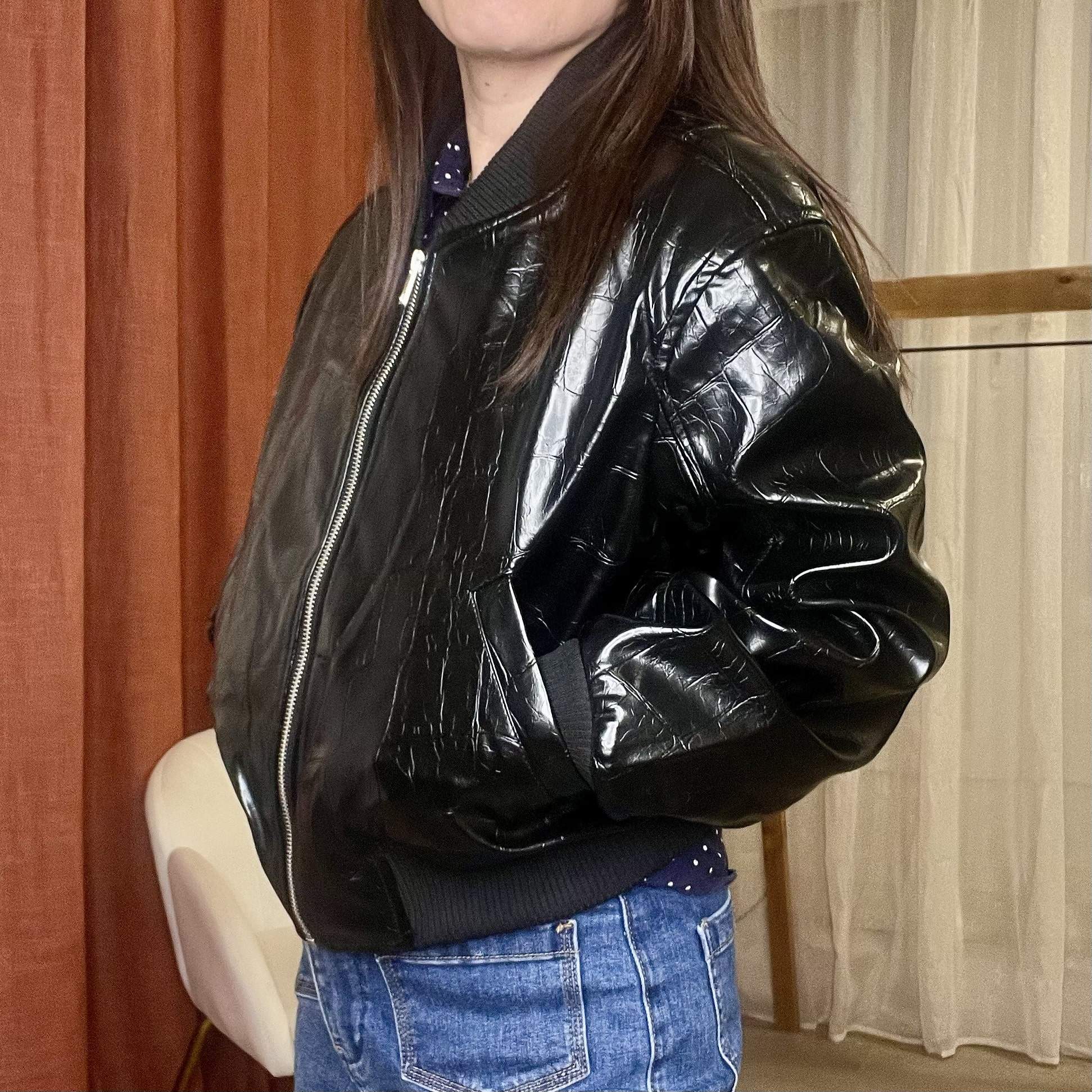 Bombers simili croco RIVOLI noir – Image 4