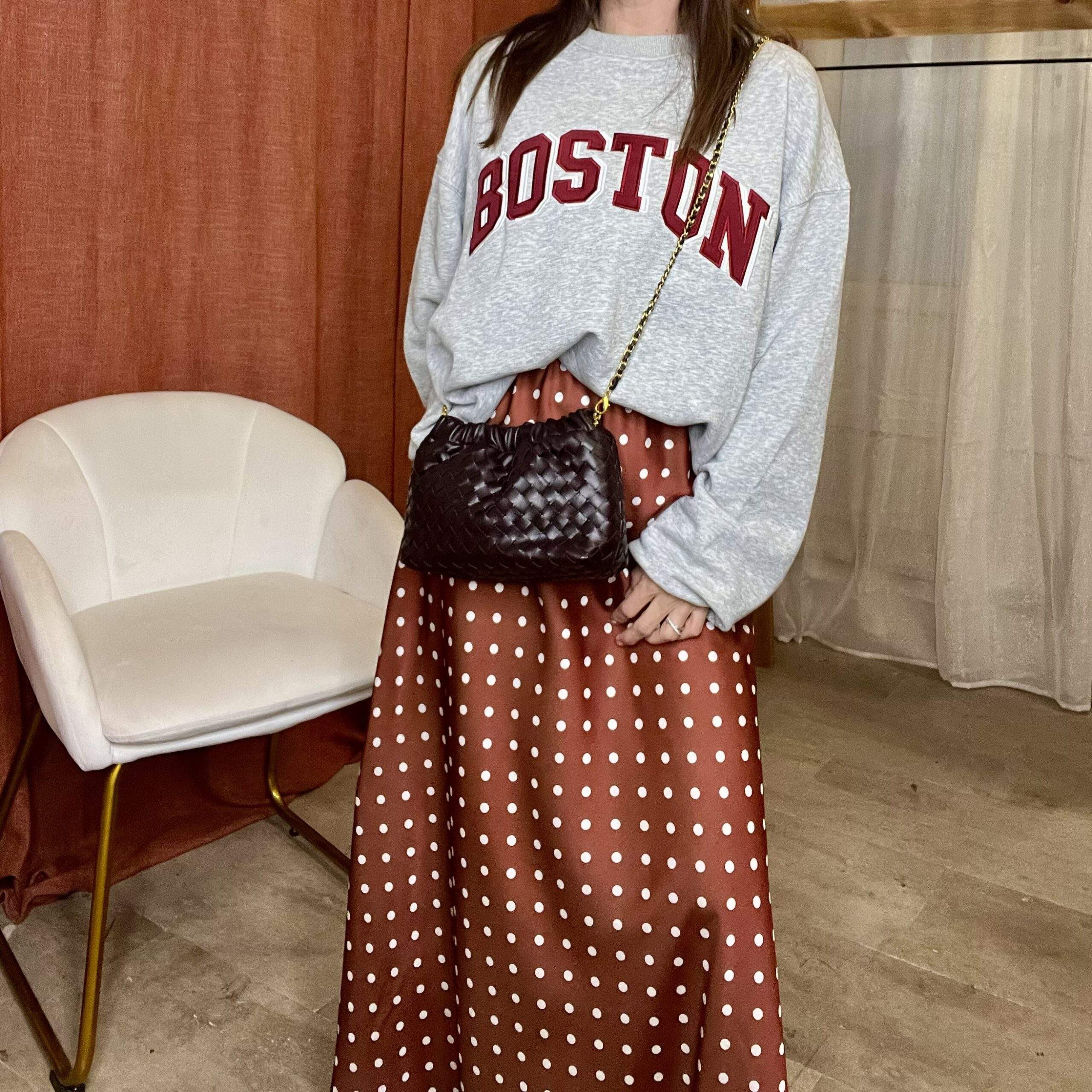 Jupe MAIA – rouille à pois blanc