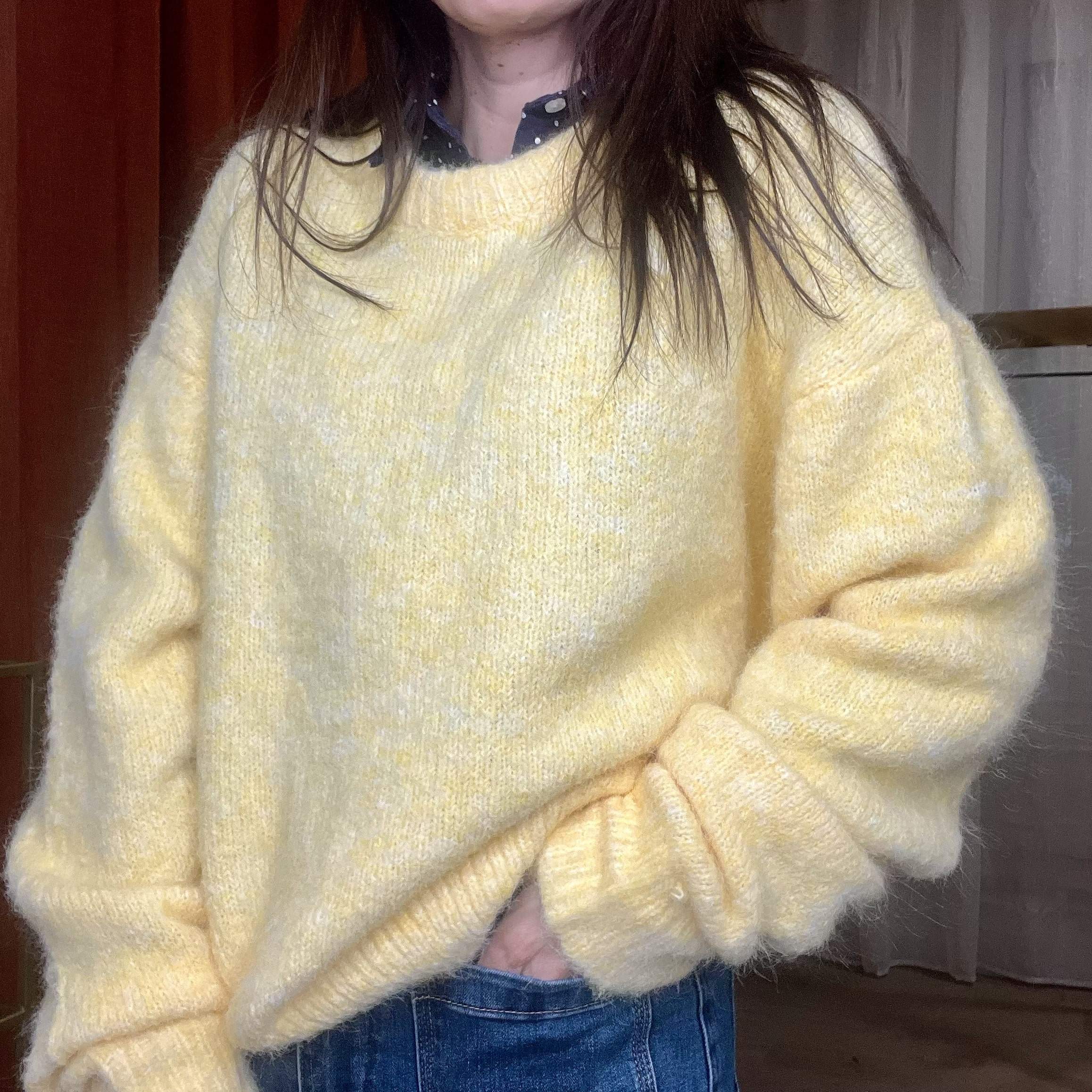 Pull JACKY – grosses mailles – Jaune – Taille unique – Image 4