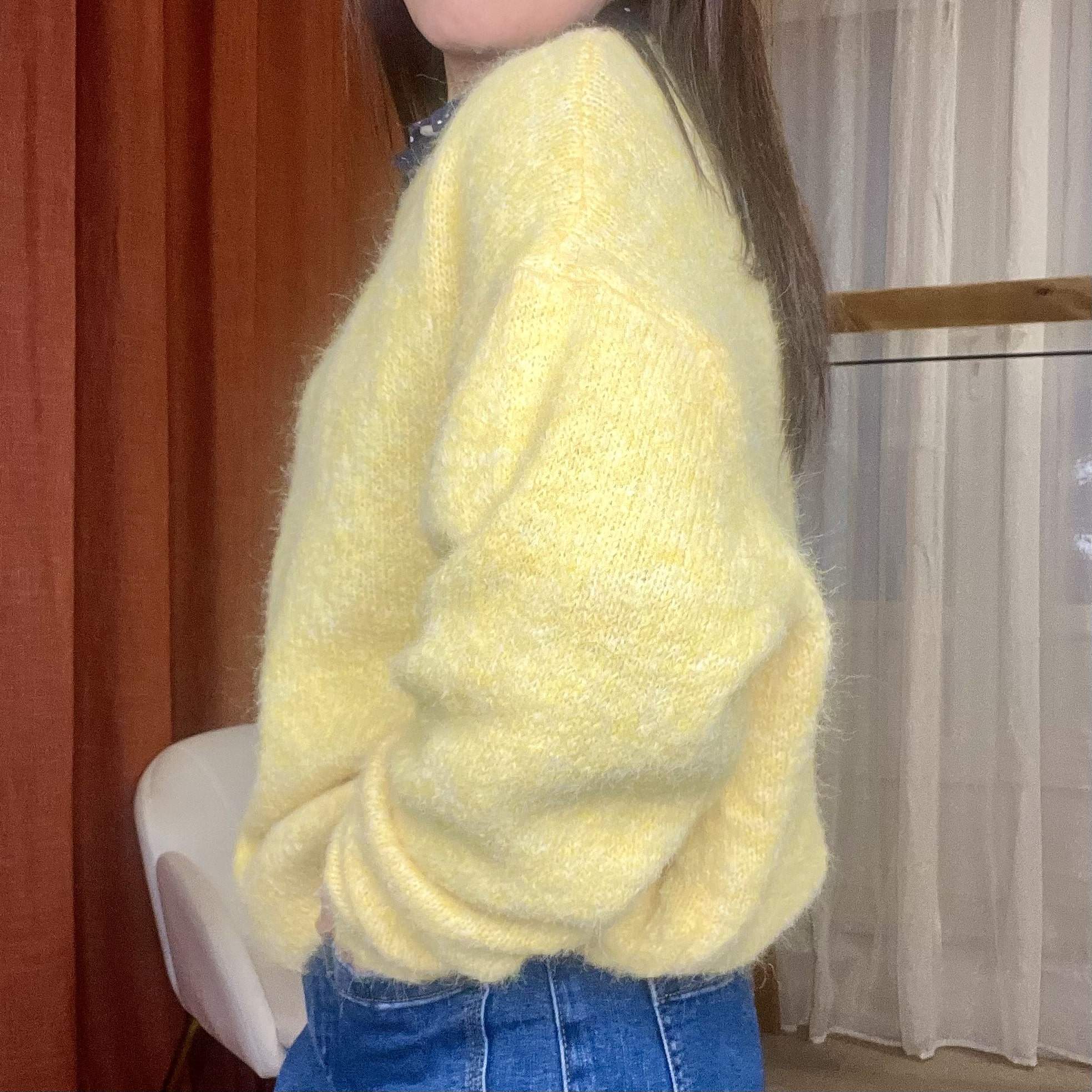 Pull JACKY – grosses mailles – Jaune – Taille unique – Image 3