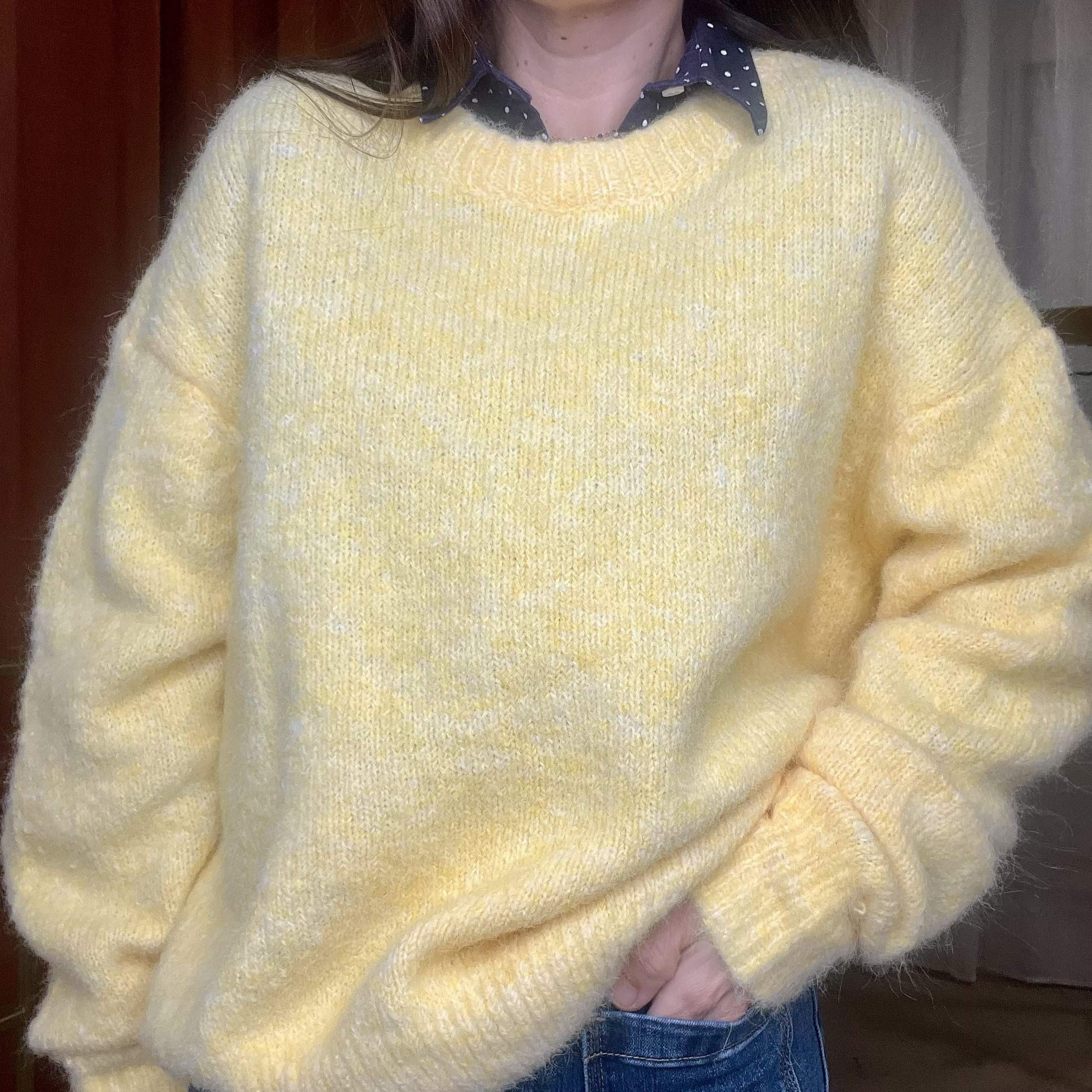 Pull JACKY – grosses mailles – Jaune – Taille unique – Image 2