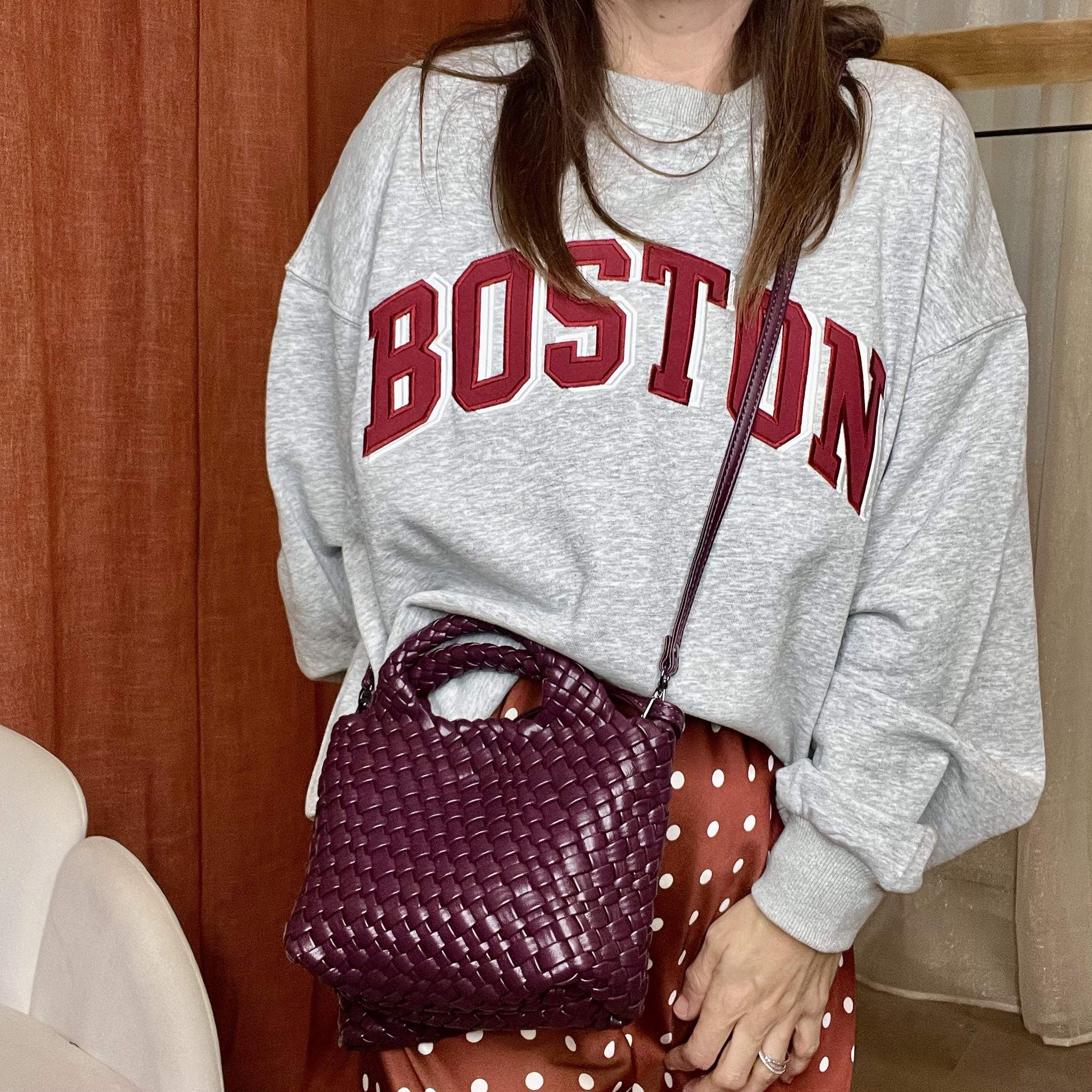 Sac hobo tressé bordeaux IRIS – synthétique – Image 2