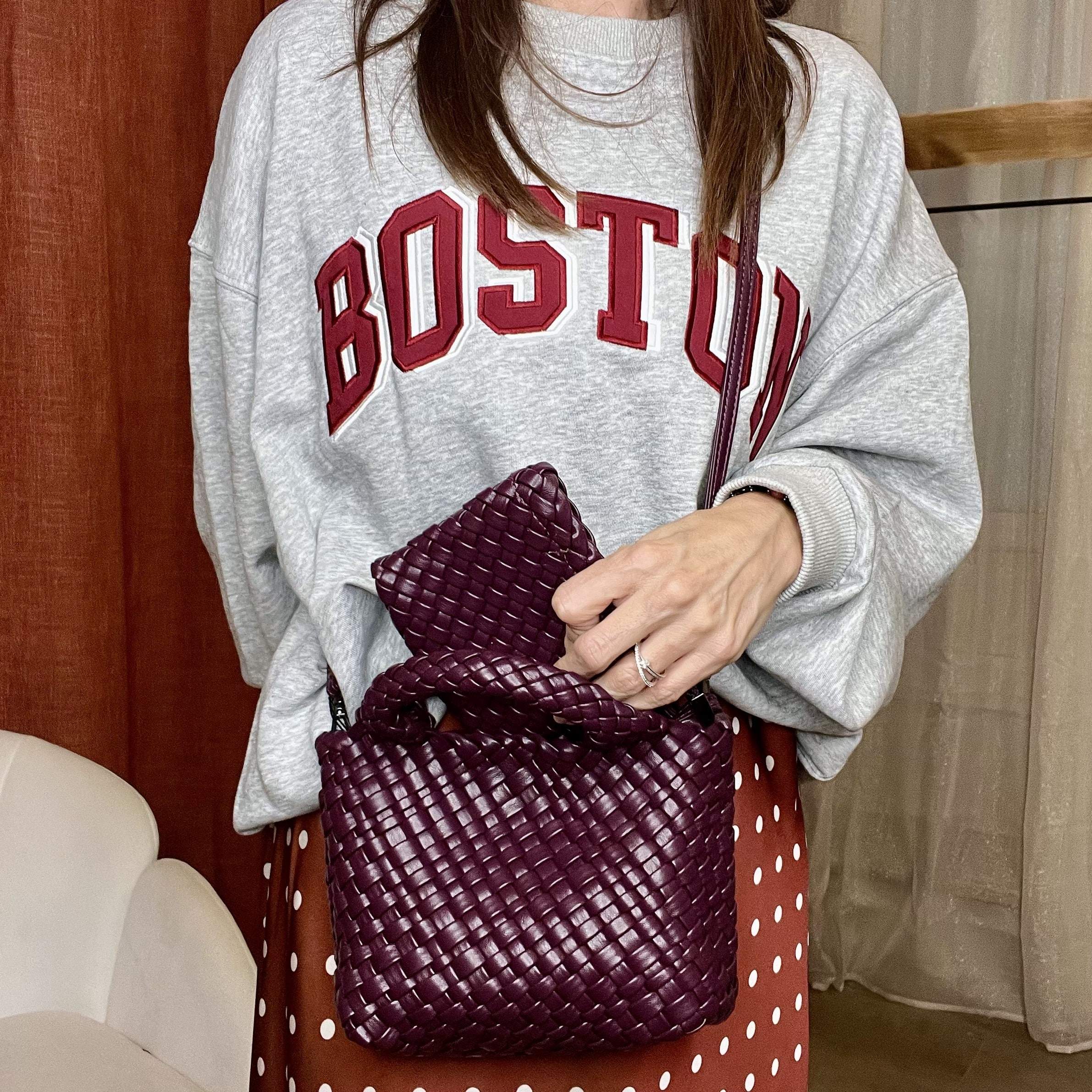 Sac hobo tressé bordeaux IRIS – synthétique – Image 3