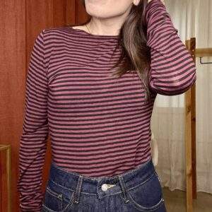 Sous-pull CLÉO – marinière bordeaux & noir