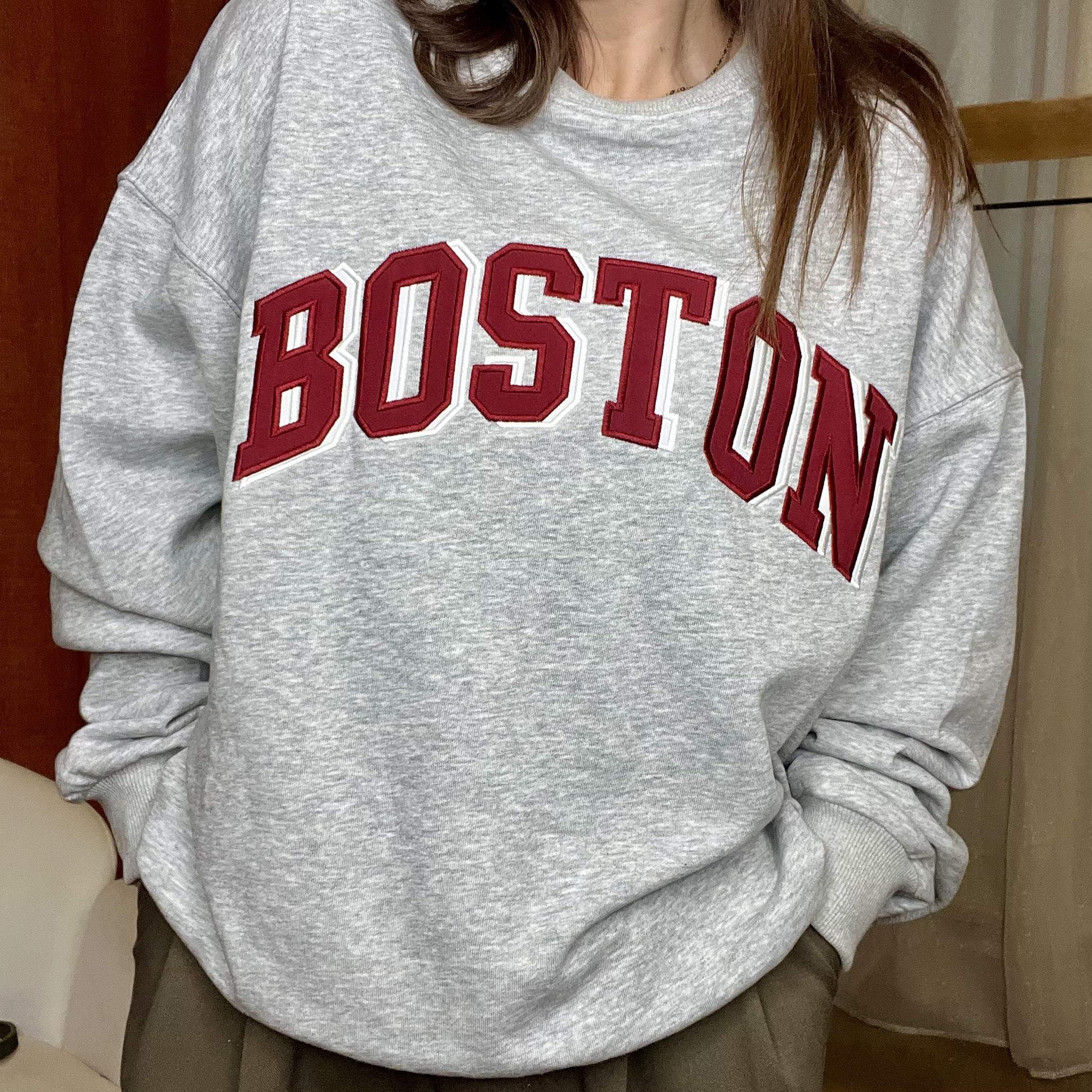 Sweat "Boston" – gris écriture bordeaux