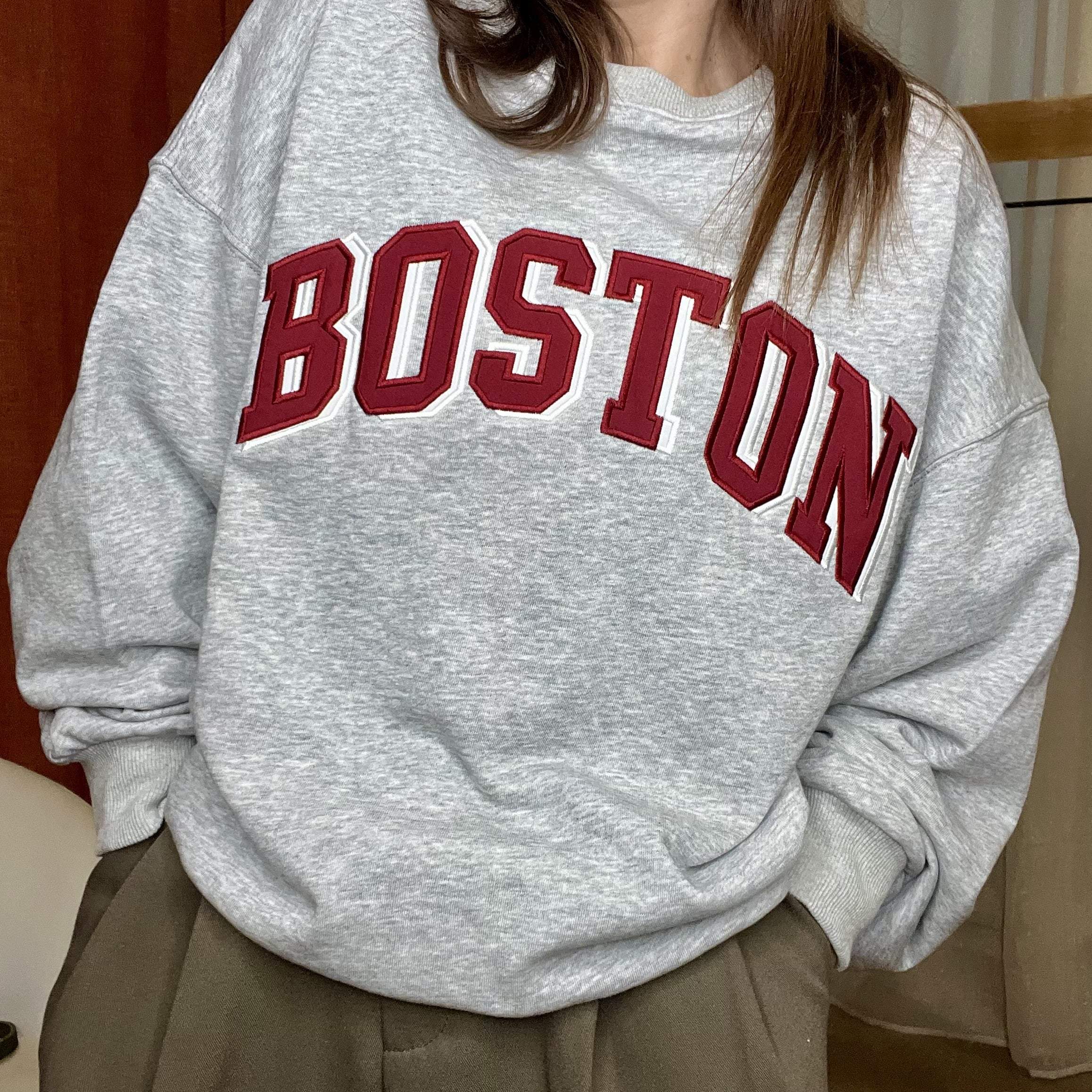 Sweat "Boston" – gris écriture bordeaux – Image 2
